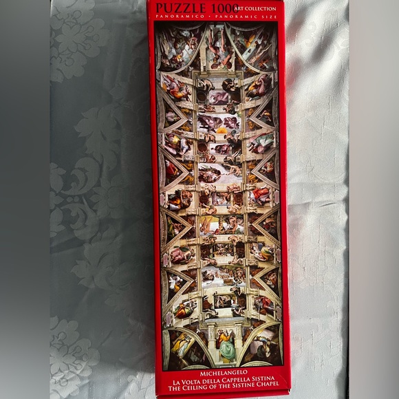 1000pc Panoramic Jigsaw Puzzle: Michelangelo - The Ceiling of Sistine Chapel - Picture 1 of 9